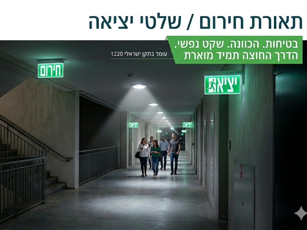 תאורת חירום ושלטי יציאה