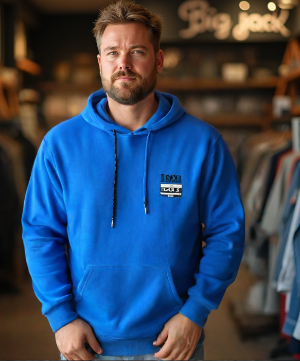 קפוצ'ון פוטר עבה עם רוכסן מלא והדפס בצד כחול רויאל