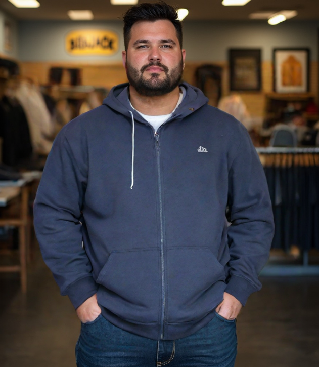 קפוצ'ון פוטר עבה עם רוכסן מלא צבע כחול