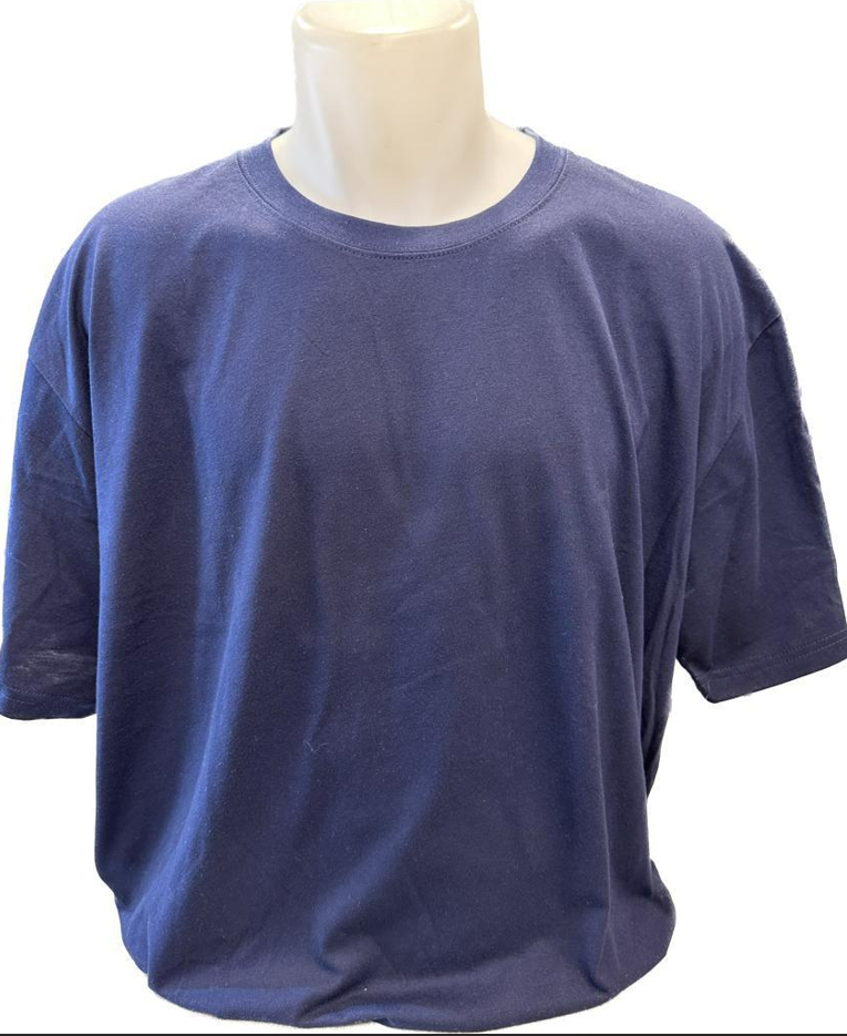 חולצת בייסיק שרוול קצר חלקה צבע כחול נייבי