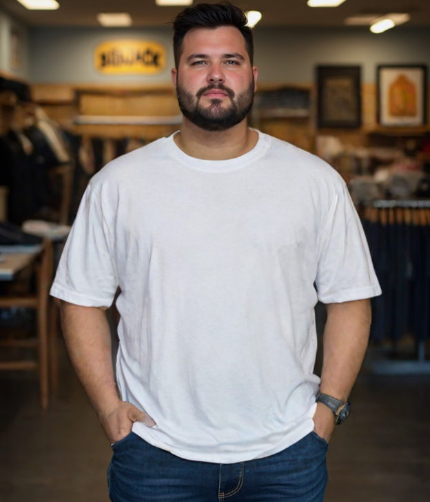 חולצת בייסיק שרוול קצר חלקה צבע לבן