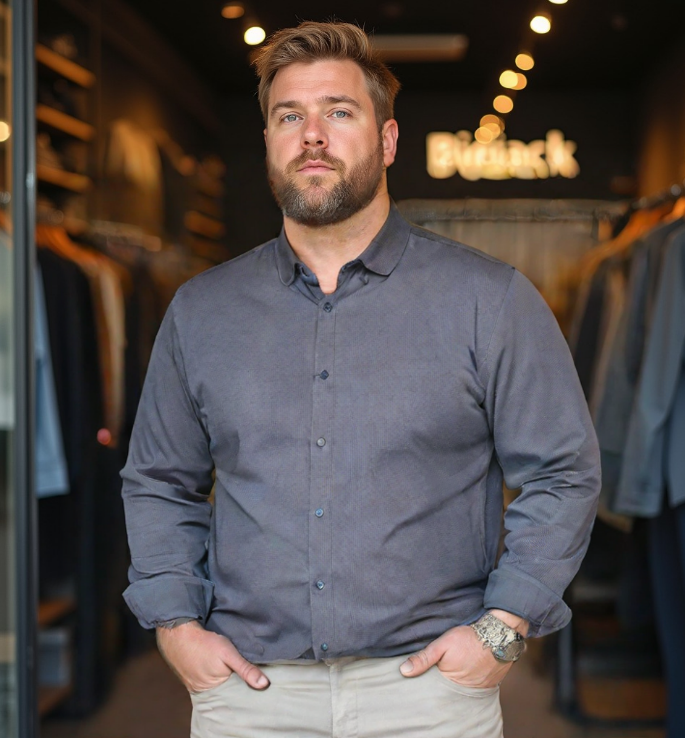 חולצה מכופתרת חלקה מבד אוקספורד דק צבע סגול חציל