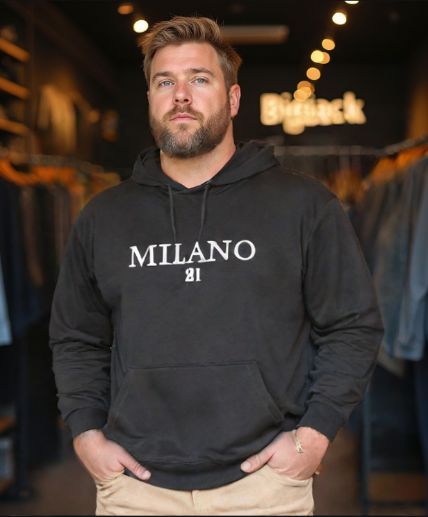 קפוצ'ון פוטר עבה הודיס צבע שחור עם הדפס 