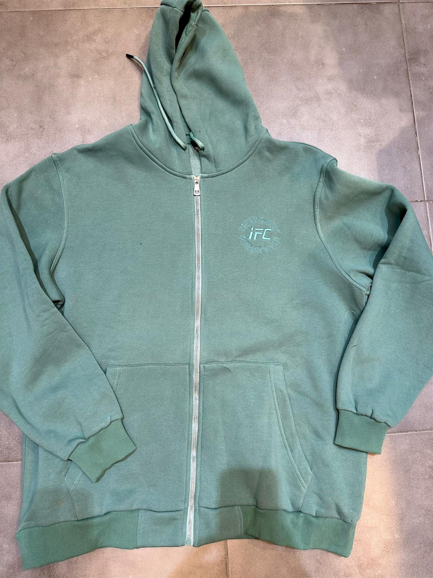 קפוצ'ון פוטר עבה עם רוכסן מלא צבע ירוק