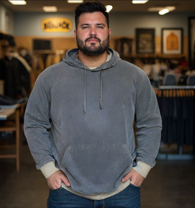 קפוצ'ון דק הודיס בד  מיוחד סטון וואש צבע אפור