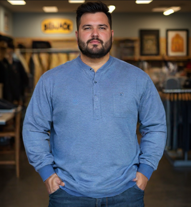 סווטשירט שינה מבד וואפל 100 % כותנה בד נעים מאוד צבע כחול עם פס שחור על הצוורון