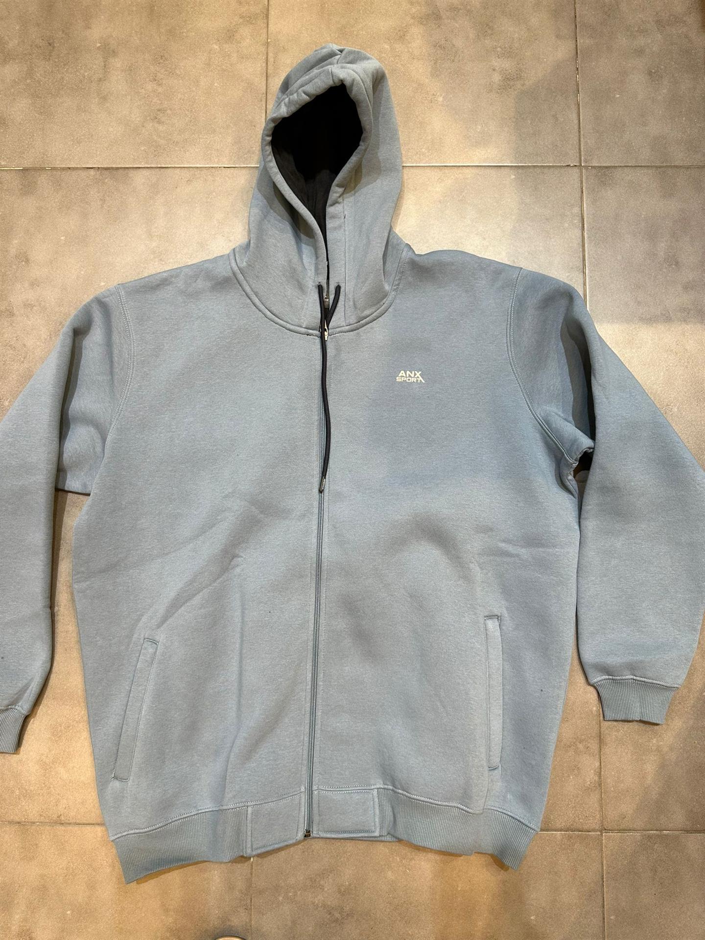 קפוצ'ון פוטר עבה עם רוכסן מלא  כחול בהיר