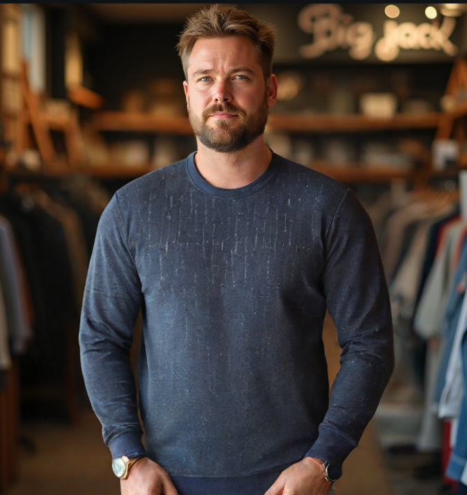 סווטשירט עם טקסטורה צבע כחול