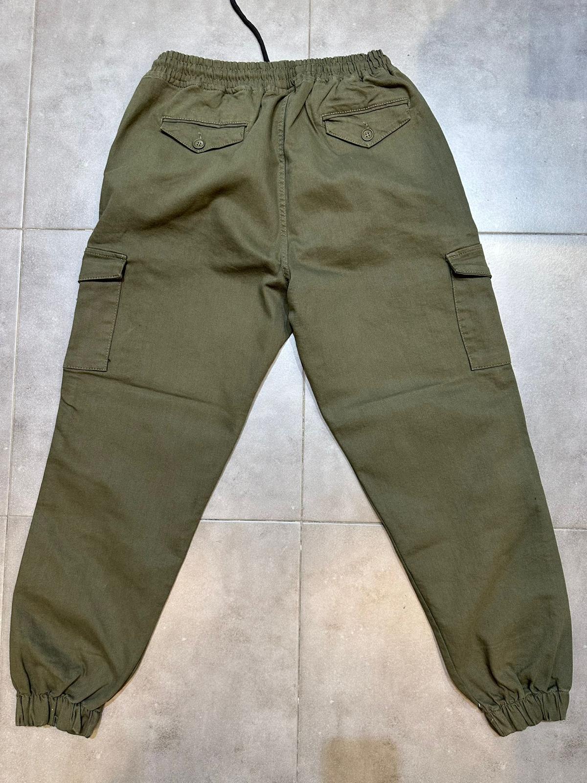 מכנס קרגו /ג'וגר דגמ"ח עם גומי צבע ירוק