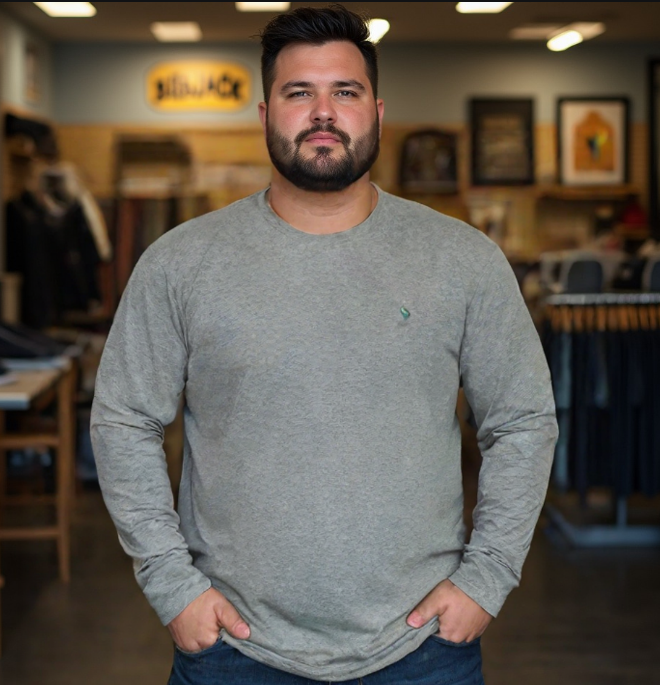 חולצת טריקו ניקי 100 % כותנה שרוול ארוך אפור