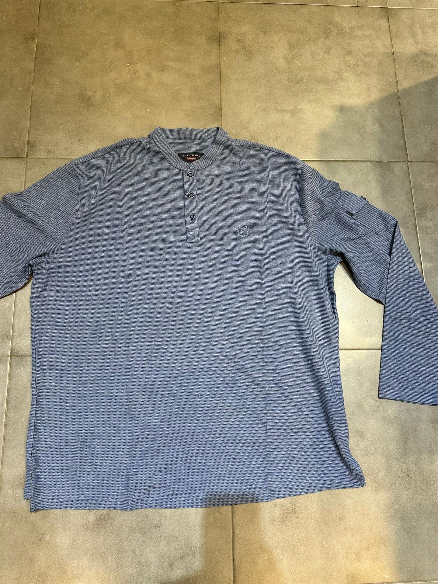 סווטשירט שינה מבד וואפל 100 % כותנה בד נעים מאוד צבע כחול עם כיס בשרוול