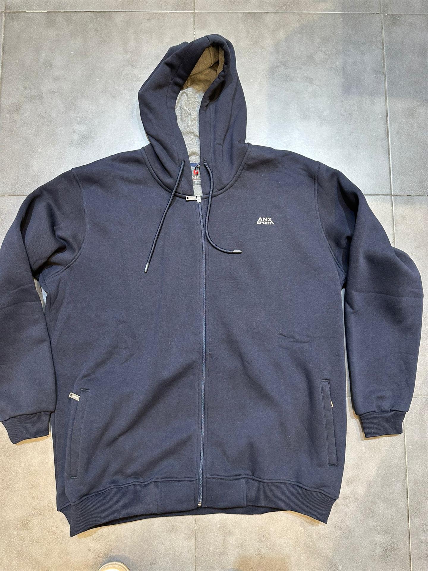 קפוצ'ון פוטר עבה עם רוכסן מלא צבע כחול