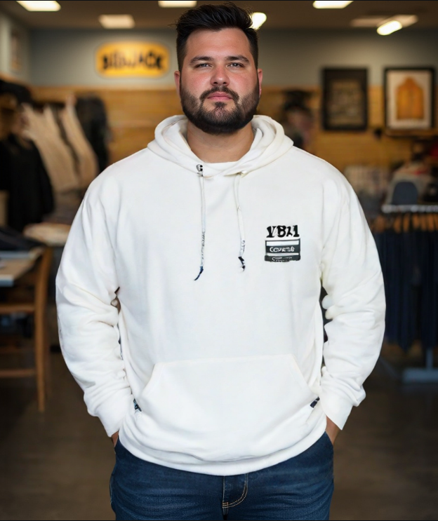 קפוצ'ון פוטר עבה עם רוכסן מלא והדפס בצד צבע לבן