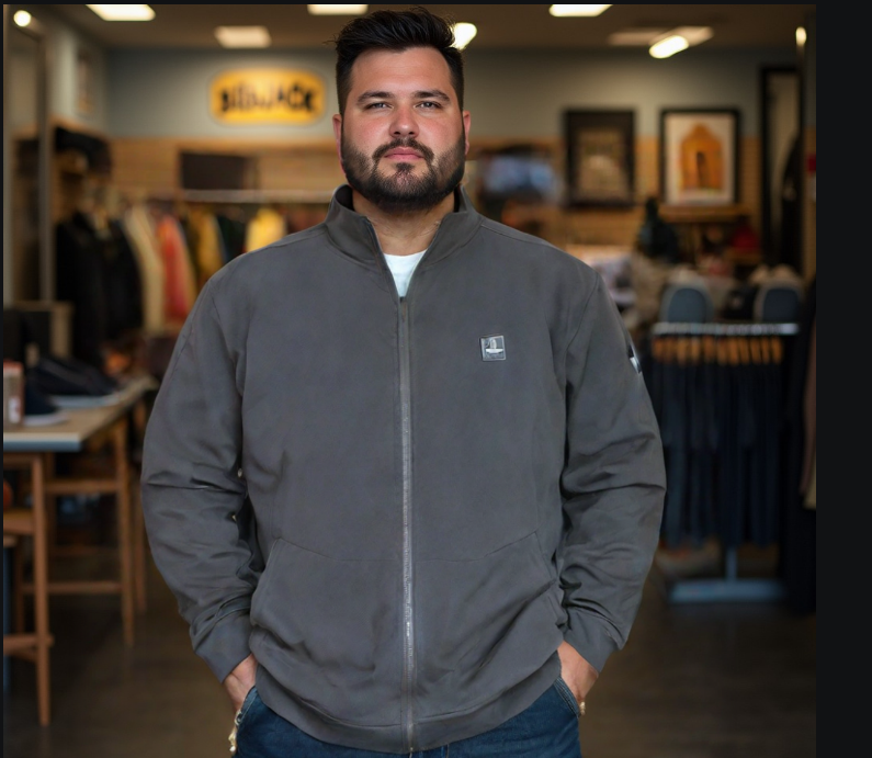 עליונית מבד לקוסט/פיקה דק עם רוכסן מלא צבע שחור