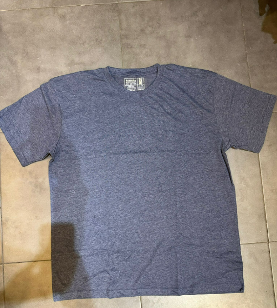 חולצת בייסיק שרוול קצר חלקה צבע כחול ג'ינס