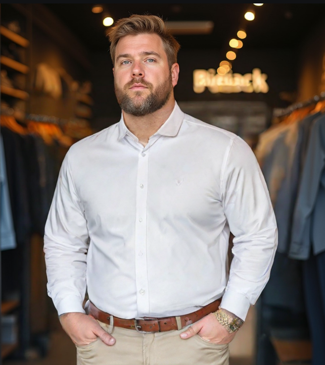 חולצה מכופתרת חלקה מבד אוקספורד דק צבע לבן