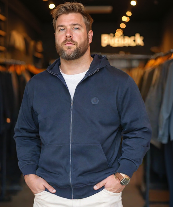 קפוצ'ון פוטר עבה עם רוכסן מלא צבע כחול