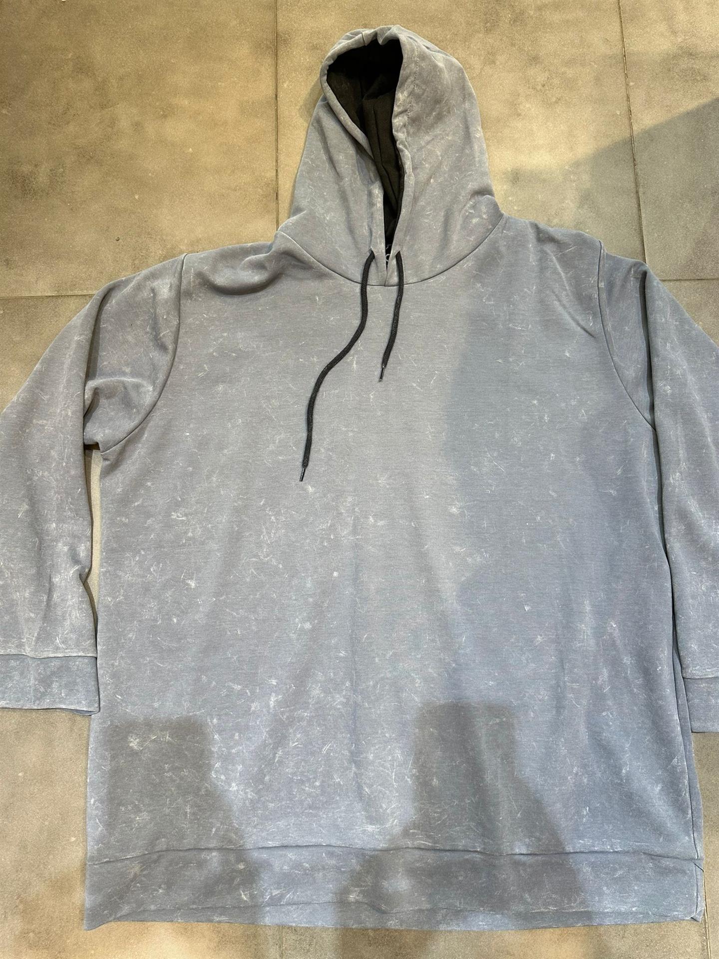 קפוצ'ון דק הודיס בד  מיוחד סטון וואש צבע כחול