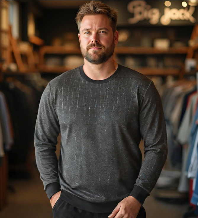 סווטשירט עם טקסטורה צבע שחור