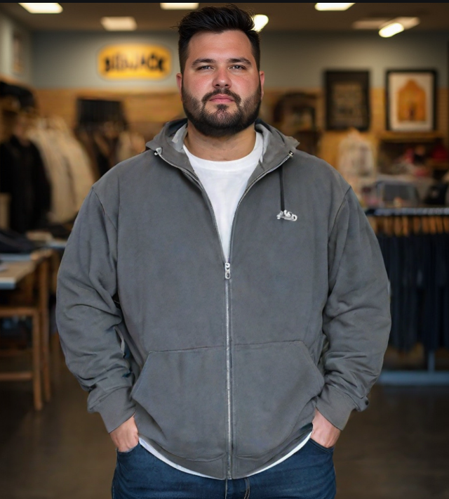 קפוצ'ון פוטר עבה עם רוכסן מלא בצבע שחור