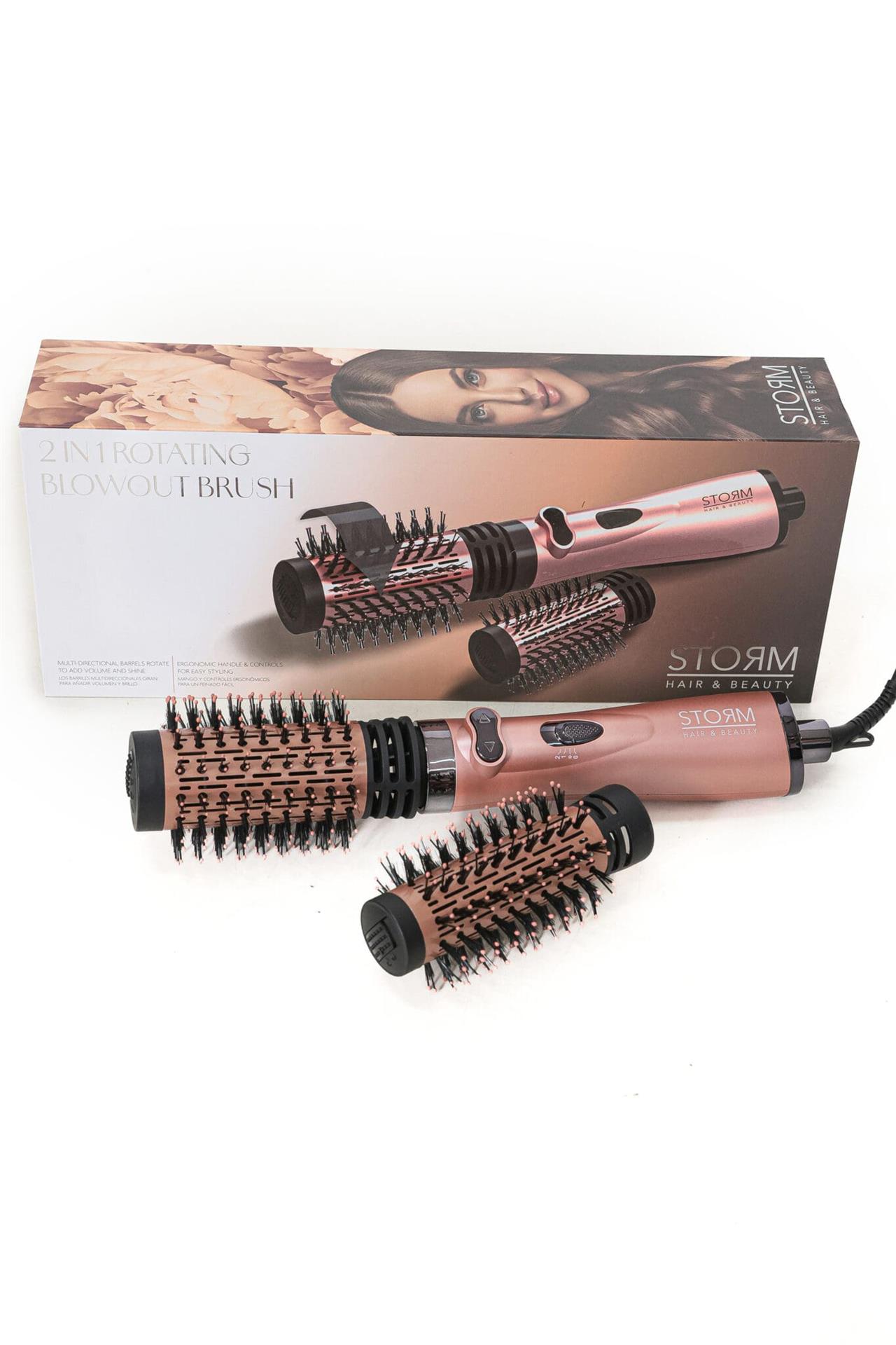 מברשת מסתובבת חשמלית עם שני ראשים סטורם STORM – צבע ROSE GOLD